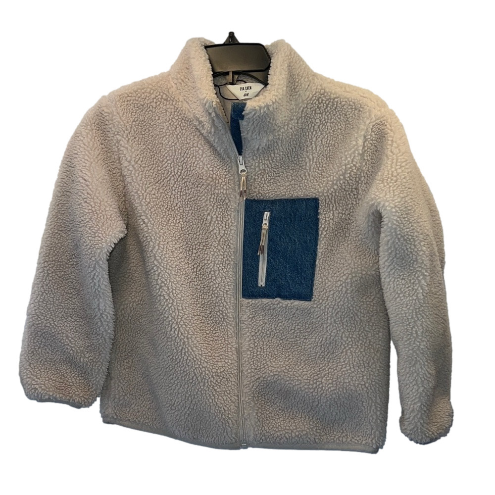 H&M Light Beige Sherpa Jacket, Size 8/10